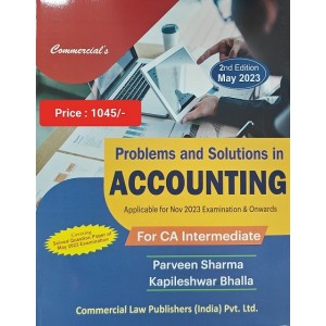 Commercial's Problems and Solutions in Accounting for CA Inter November 2023 Exam by Parveen Sharma, Kapileshwar Bhalla